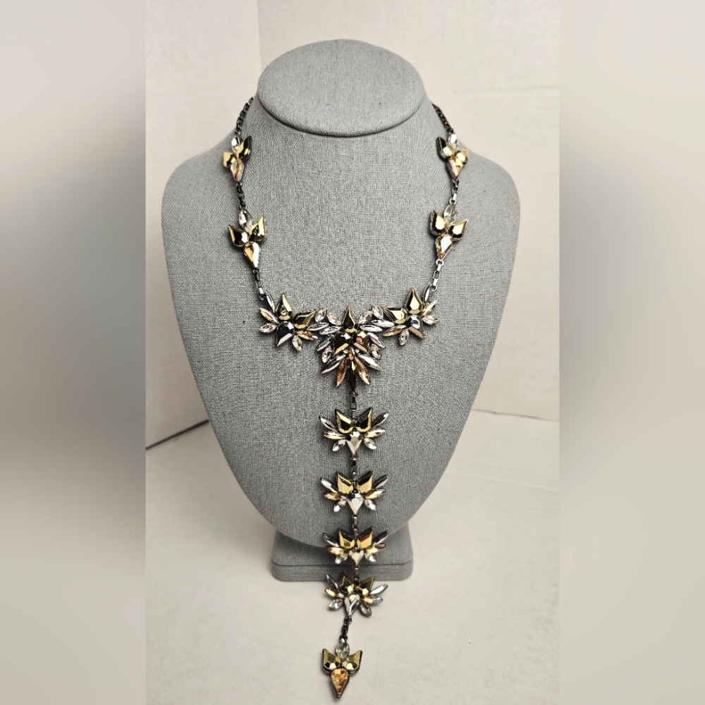 [EXPRESS] Elegant Gold & Silver Floral Statement Necklace ○●Choker // Collar●○